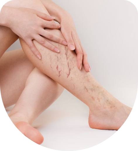 Varicose Veins all over her lower leg