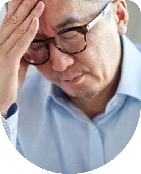 Asian Man having headace