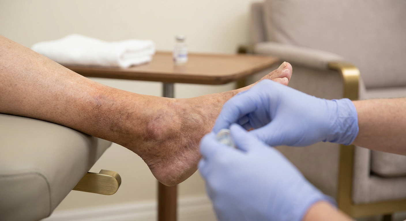 Illustration of venous stasis dermatitis