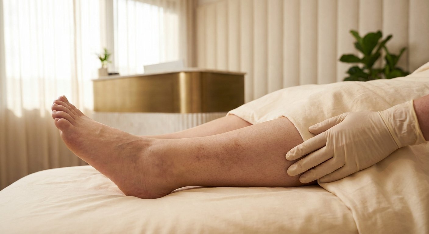 Illustration of vein-related skin discoloration