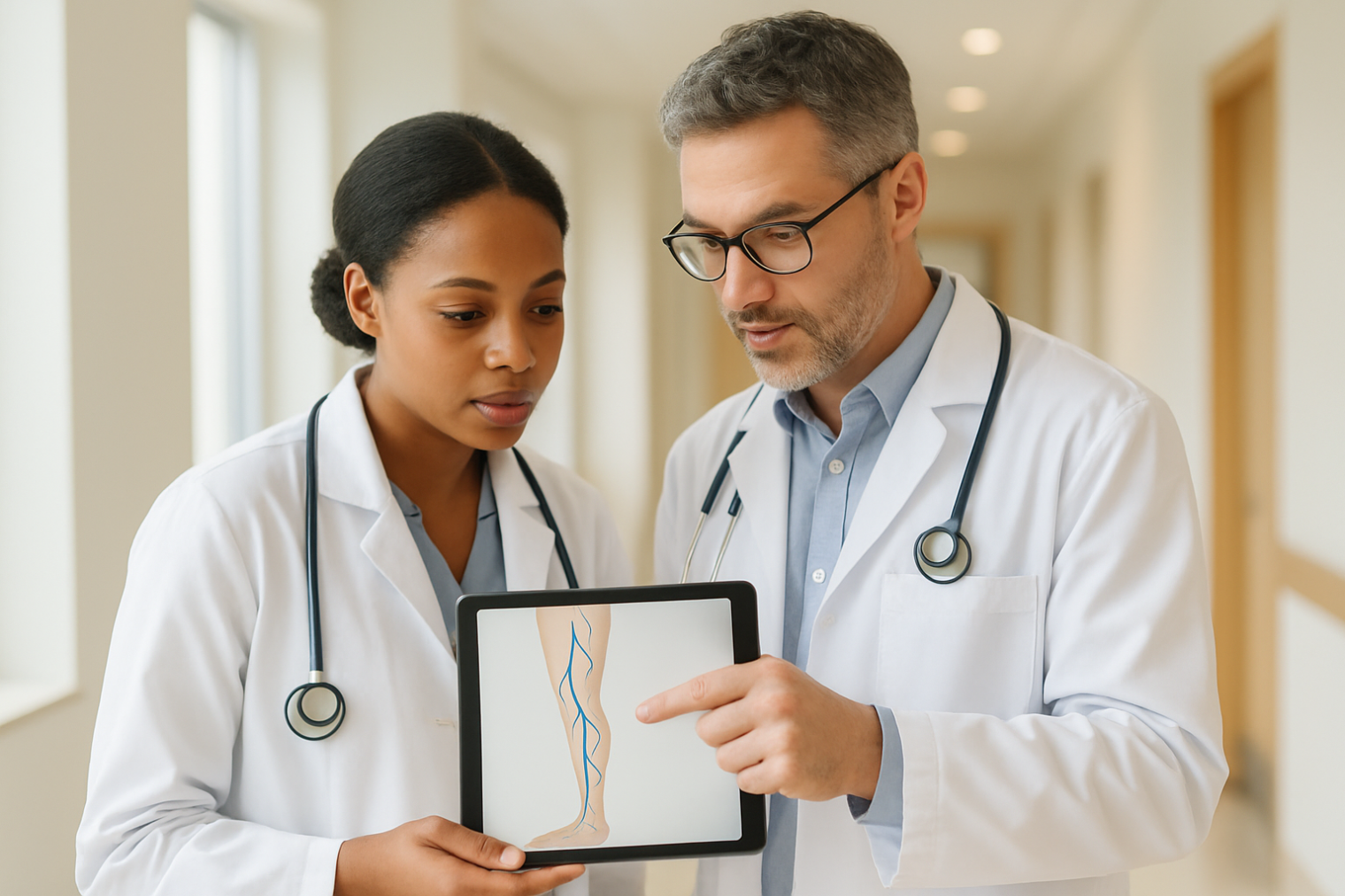 Physicians discussing varicose vein care
